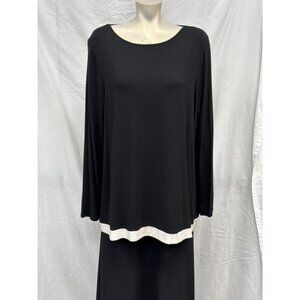Wearever Collection‎ J.Jill Womens Black Draped Back Blouse Size XL Long Sleeve